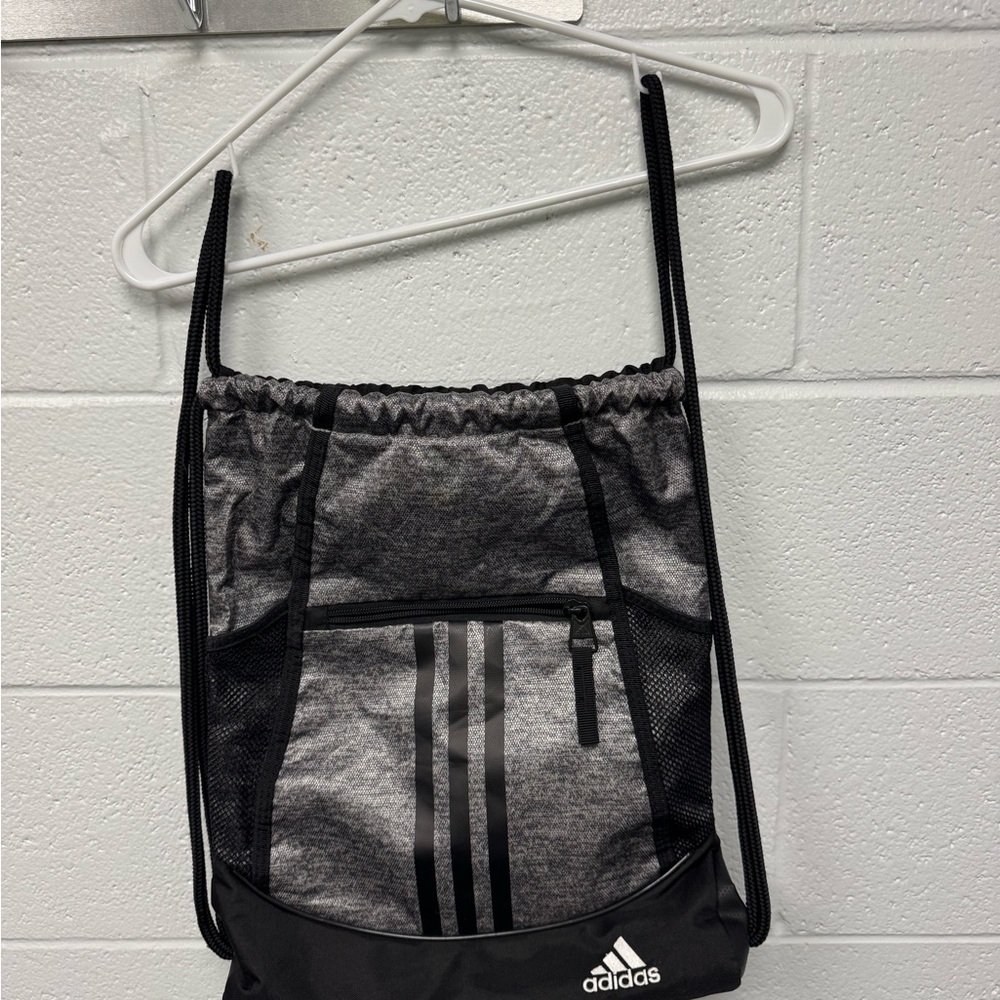 Adidas Black and Gray Drawstring Backpack